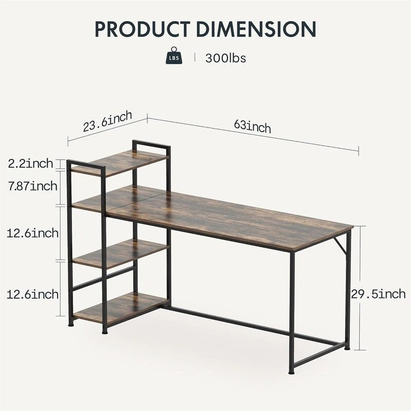 3-Laags Opbergbureau met Metalen Frame