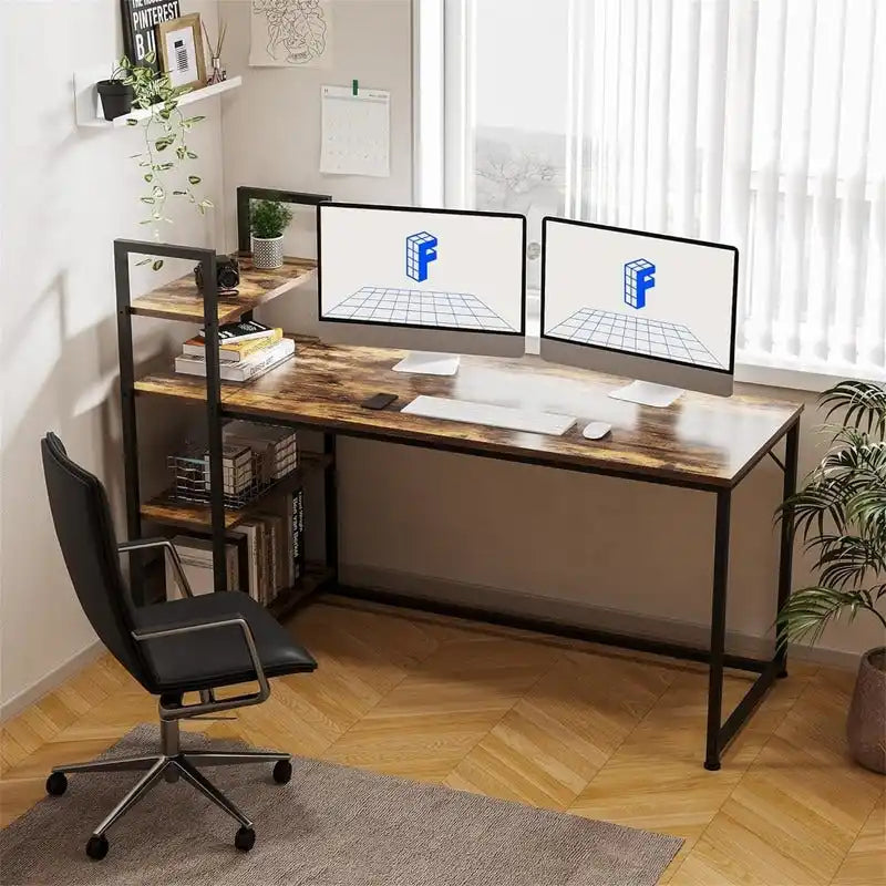 3-Laags Opbergbureau met Metalen Frame