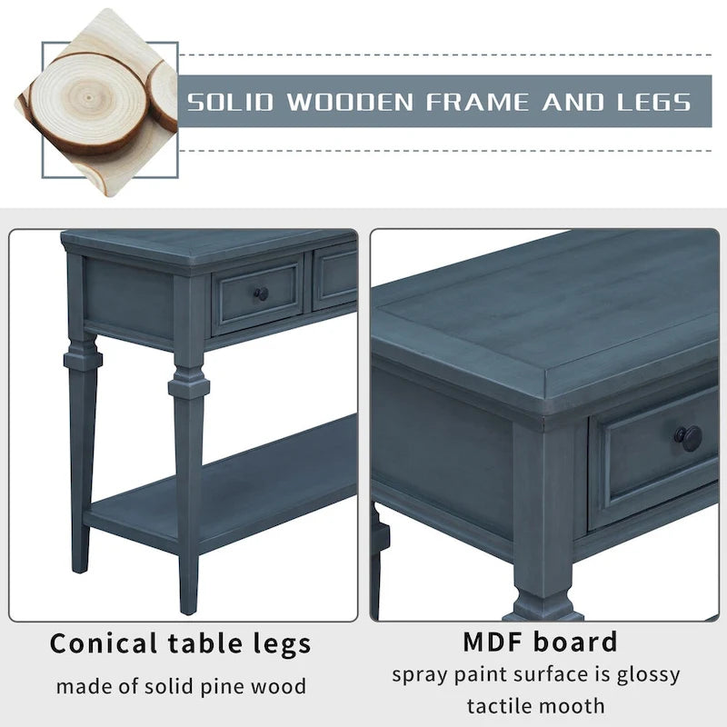 Sidetable met 3 Laden en Onderplank