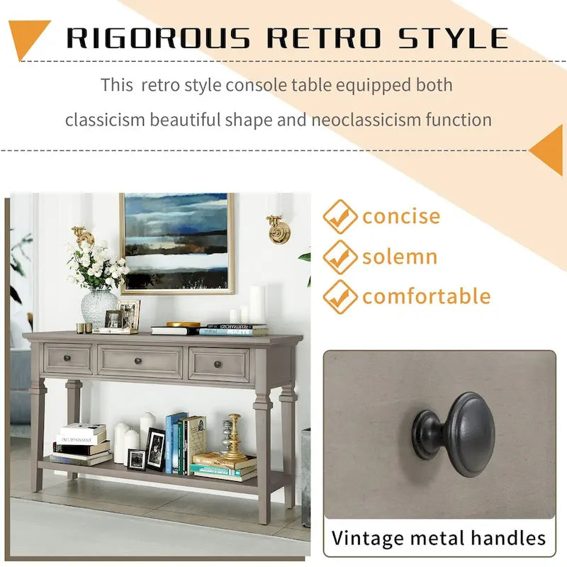 Sidetable met 3 Laden en Onderplank