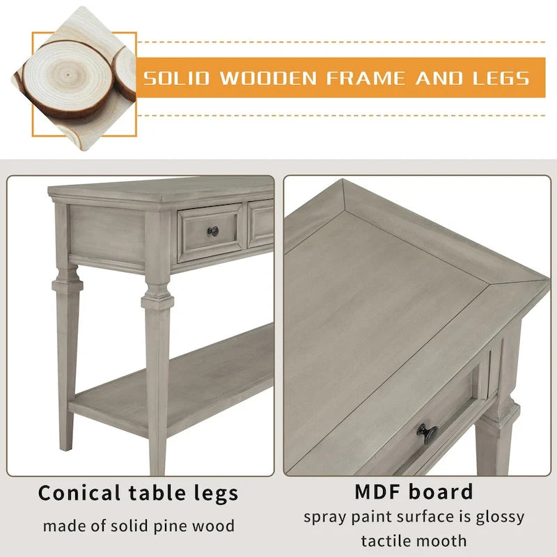 Sidetable met 3 Laden en Onderplank