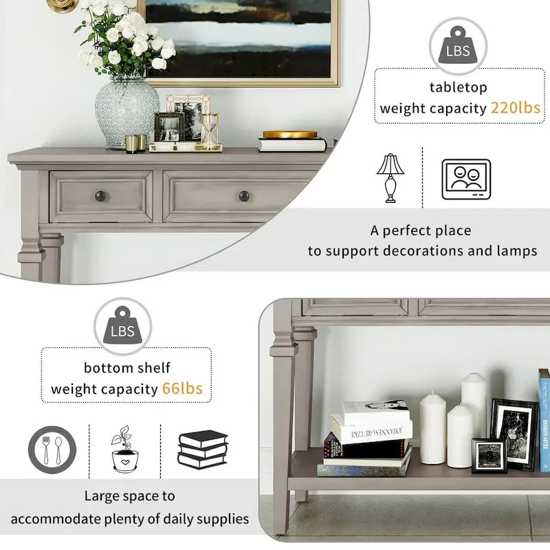 Sidetable met 3 Laden en Onderplank
