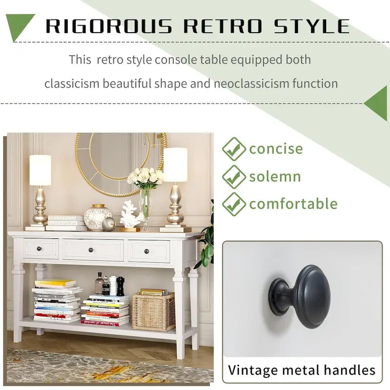 Sidetable met 3 Laden en Onderplank