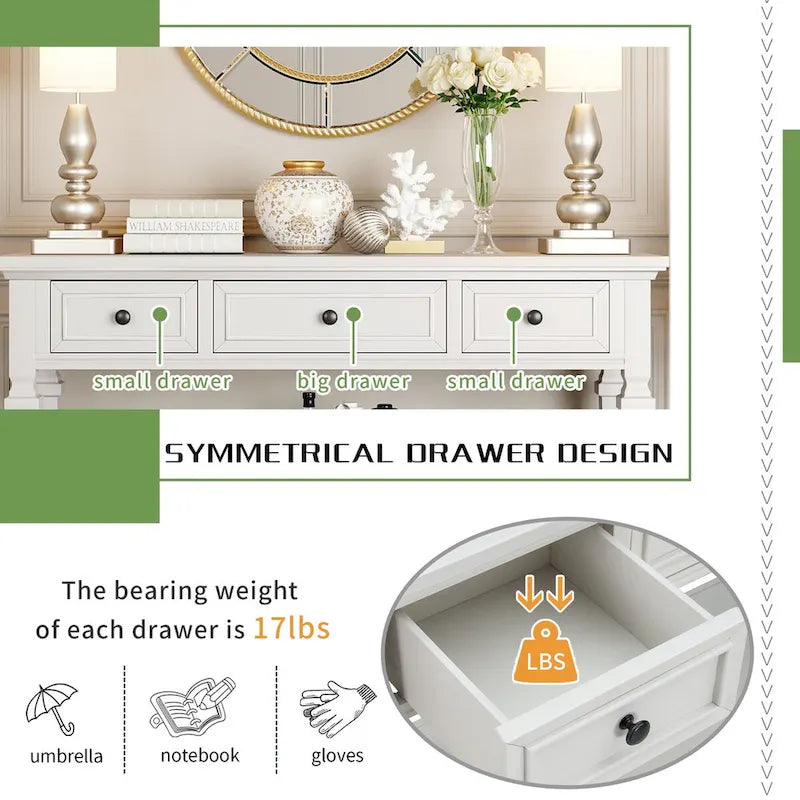 Sidetable met 3 Laden en Onderplank