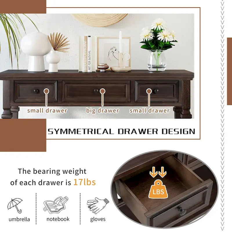 Sidetable met 3 Laden en Onderplank