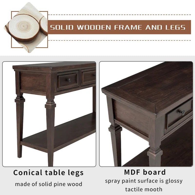 Sidetable met 3 Laden en Onderplank