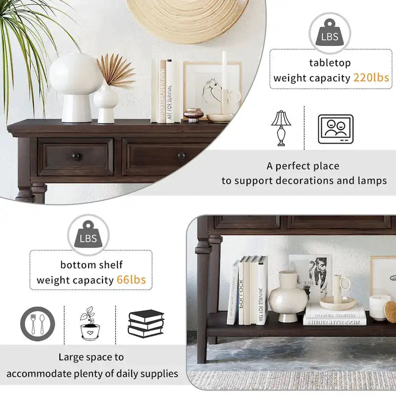 Sidetable met 3 Laden en Onderplank