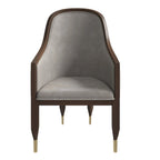 Leren eetkamerstoel met armleuningen en rubberwood frame
