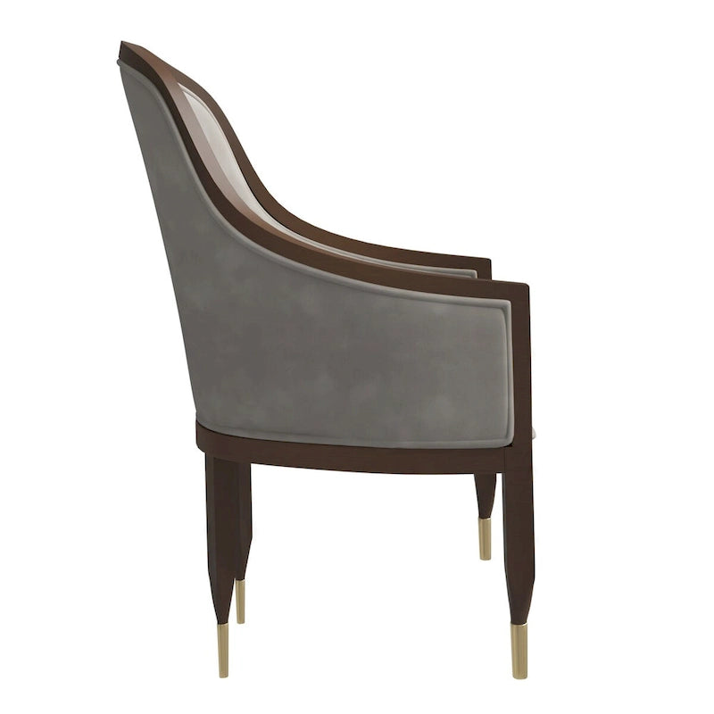 Leren eetkamerstoel met armleuningen en rubberwood frame
