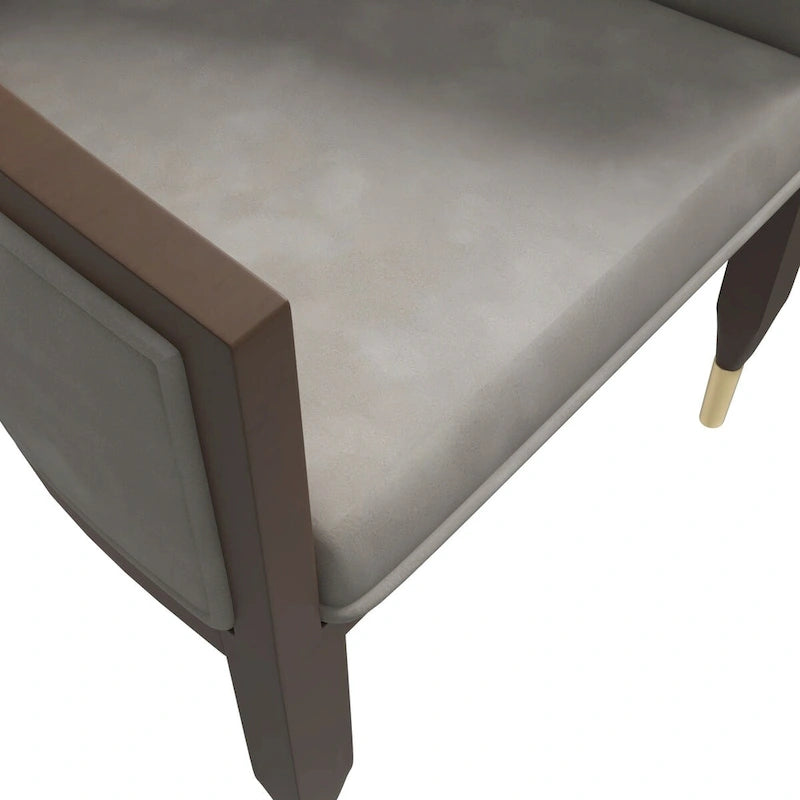 Leren eetkamerstoel met armleuningen en rubberwood frame