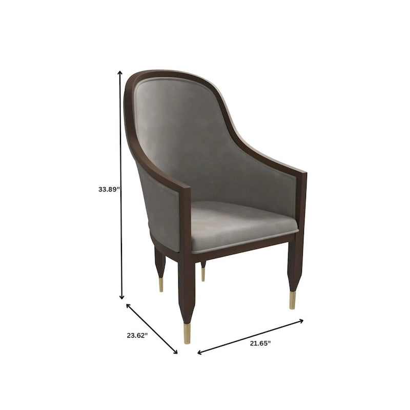 Leren eetkamerstoel met armleuningen en rubberwood frame