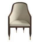 Leren eetkamerstoel met armleuningen en rubberwood frame