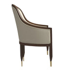 Leren eetkamerstoel met armleuningen en rubberwood frame