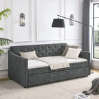 Gestoffeerd Divanbed in Tweepersoonsformaat met Uitschuifbed