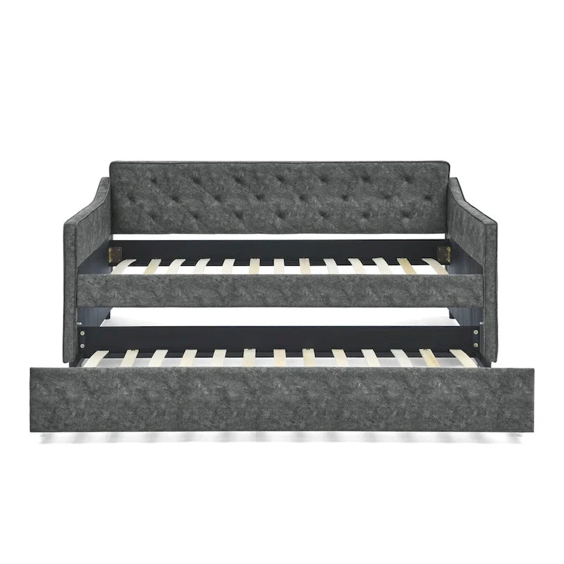 Gestoffeerd Divanbed in Tweepersoonsformaat met Uitschuifbed