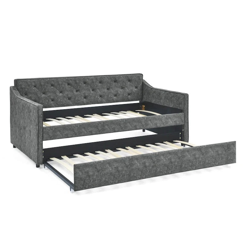 Gestoffeerd Divanbed in Tweepersoonsformaat met Uitschuifbed